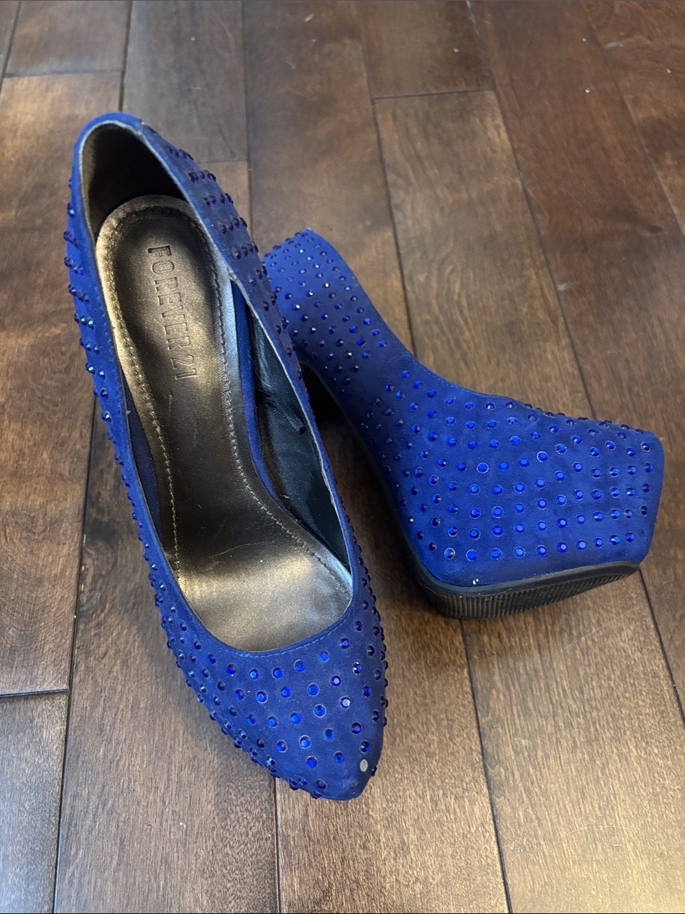 Forever 21 Royal Blue Studded Platform Pumps
